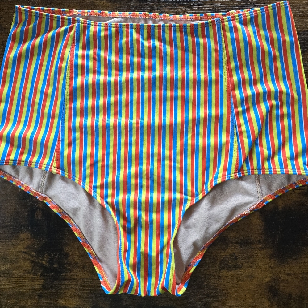 Kortni Jeane High Waist Retro Swimmer Bottoms, Medium